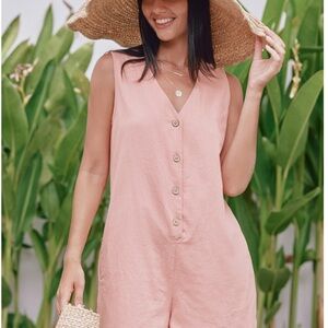 Cupshe Pink Button-Down Romper